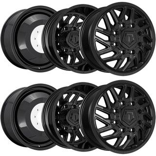 (Set of 6) TIS 544B Dually 20x8.25 8x200 Black Wheels