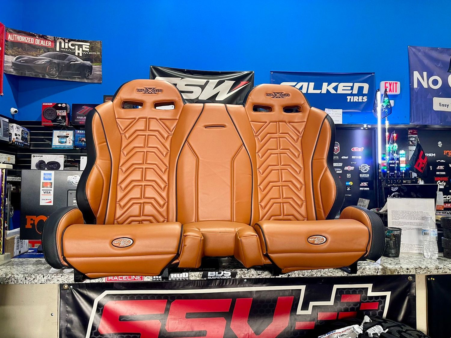 Triple X 2.0 Rear Bench Seat Saddle/Peanut Butter/Black Trim Color for Can-Am X3