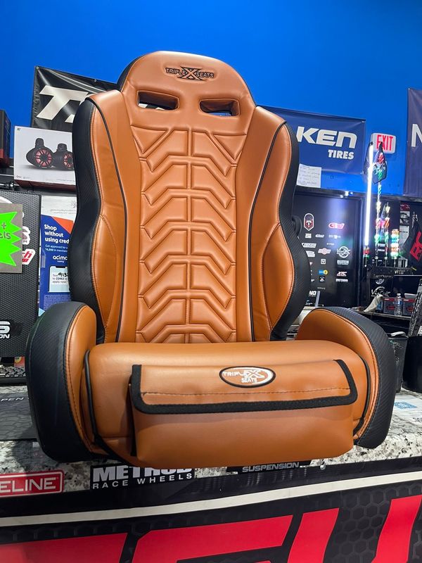 triple X 2.0 Front Bucket Seats Saddle/Peanut Butter with Black Color Seats For Can-Am X3 (Pair)