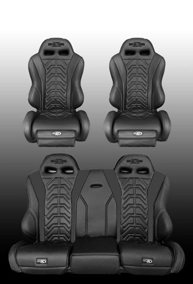 Triple X - Pro 2.0 Front Buckets Seats & 2.0 Rear Bench Black on Black 17-25 Can-Am Maverick X3 4-Door.