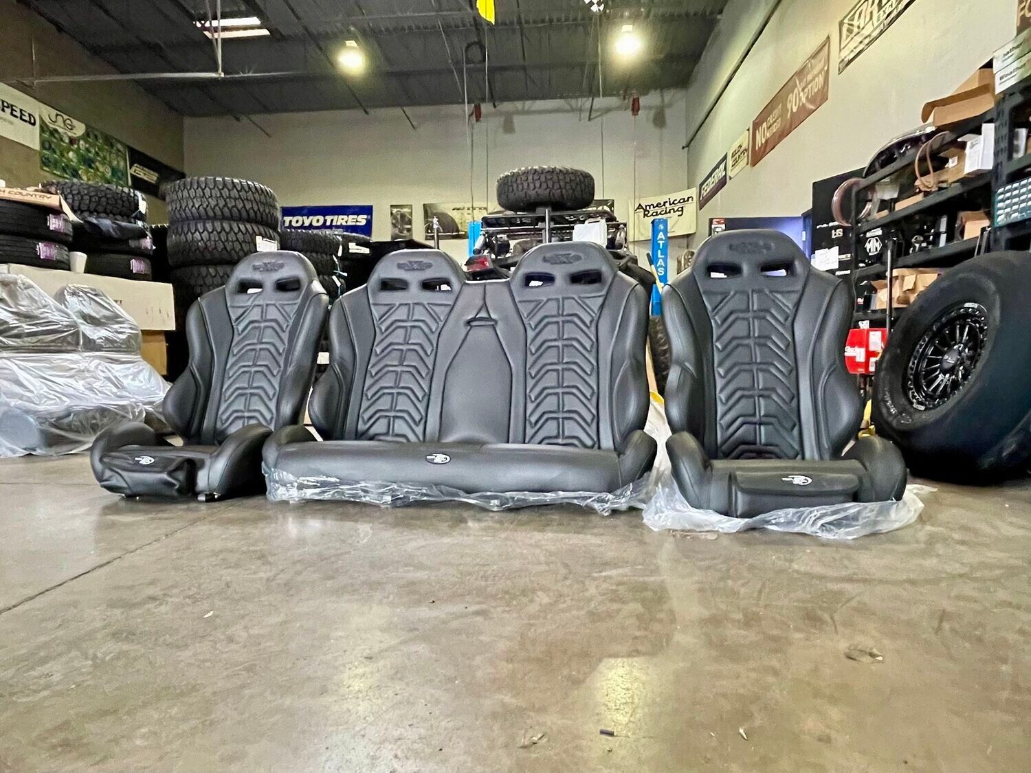 Triple X - Front Bucket Seats & Slit Rear Bench Black For Polaris RZR Pro R
