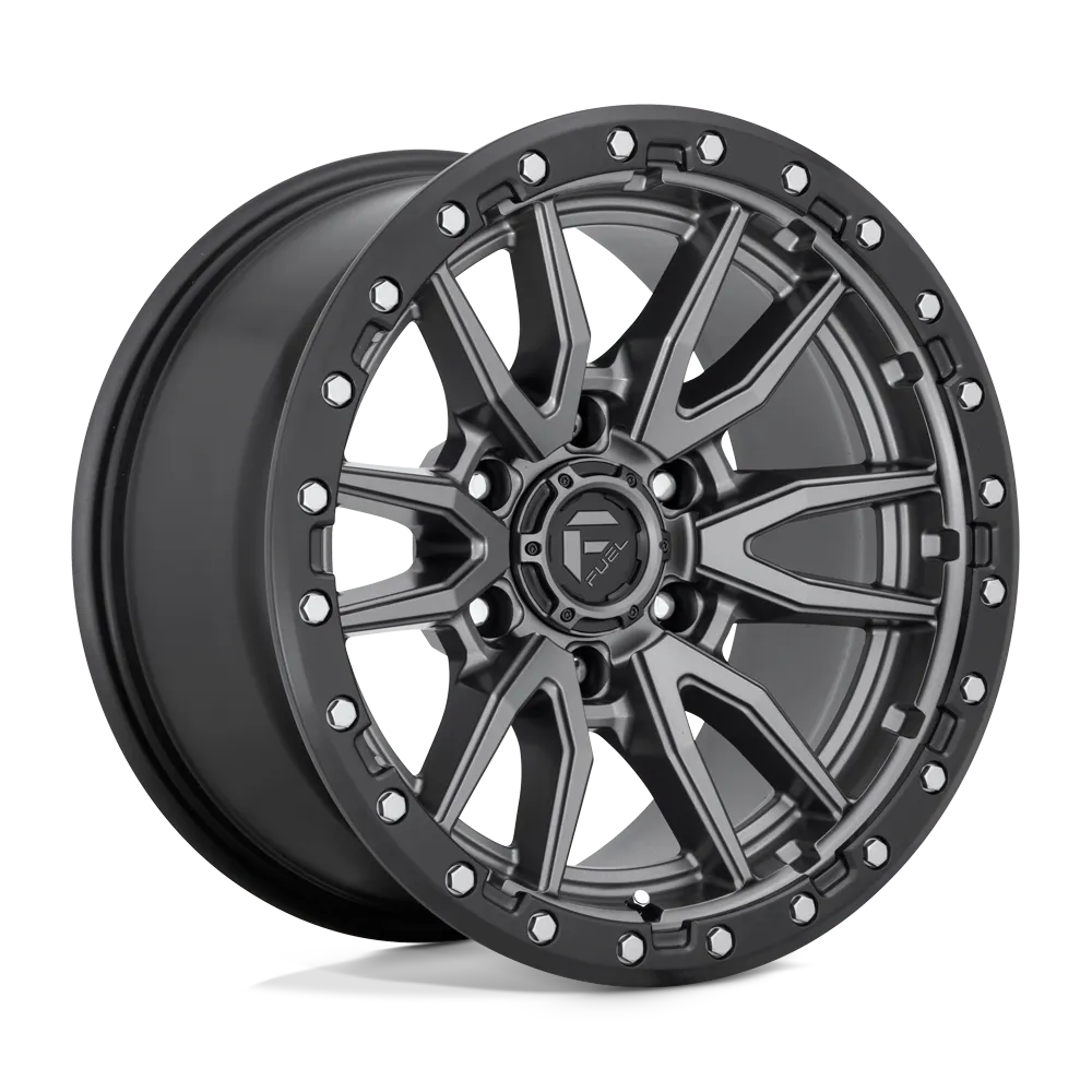 4-Fuel Rebel D680 20x9 6X135 +1mm Matte Gunmetal Black Bead Ring Wheels