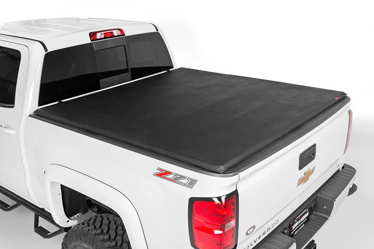 Rough Country Soft Tri-Fold Bed Cover 5ft Bed For 2005-2015 Toyota Tacoma 2WD/4WD