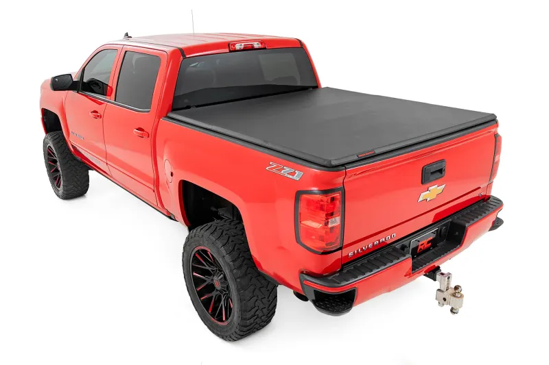 Rough Country Soft Tri-Fold Bed Cover 5'9" Bed With out Cargo Management System For 14-18 Chevy/GMC 1500