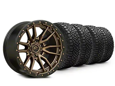 Wheel & Tire Fuel Rebel 20x9 +1mm  8x180 Bronze  Black Ring Wheels & 35x12.50R20 Nitto Ridge Grappler Hybrid Tires