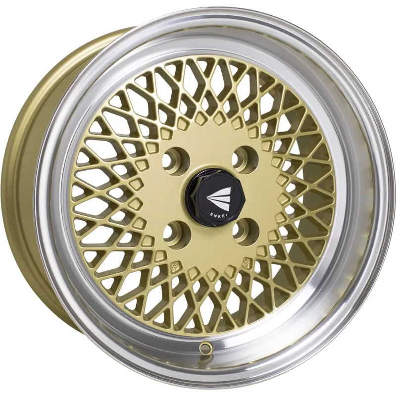 Enkei Performance Enkei92 15x8 4x100 +25 Offset Gold with a Machined Lip Wheel