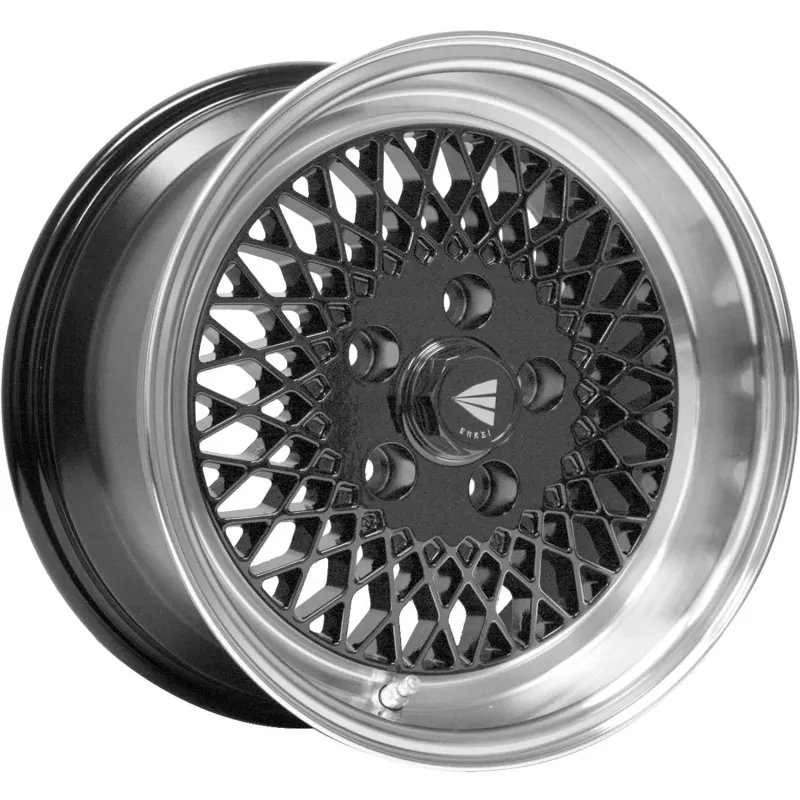 Enkei Performance Enkei92 15x8 4x100 +25 Offset Black with a Machined Lip Wheel