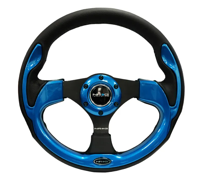 NRG Innovations Reinforced Steering Wheel- 320mm Sport Steering Wheel with Black Leather/Red Molded Trim