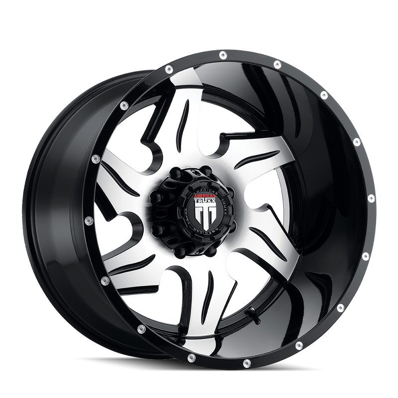4-American Truxx Ninja AT163 22x14 6x139.7 -76mm Black Machined Face Wheels (on sale)
