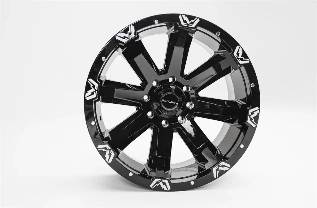 4-Fab Fours 521 Series 1710 24X12 8X165.1 -51mm Gloss Black Wheels