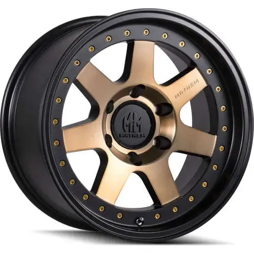 Mayhem Prodigy 8300 18x9 6x135 0mm Matte Black with Machined Spoke Faces and a Bronze Clear Coat Wheels