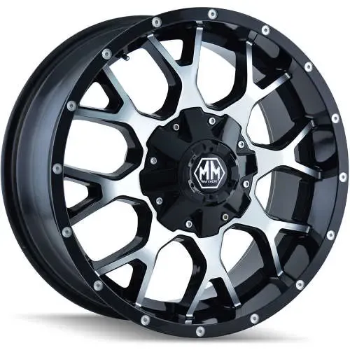 Mayhem Warrior 8015 18x9 6x135/6x139.7 -12mm Black W/Machined Spoke Faces and Milled Lip Accents Wheels