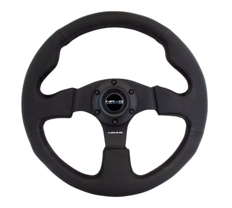 NRG Reinforced Steering Wheel (320mm) Leather Black ON Black Stitch