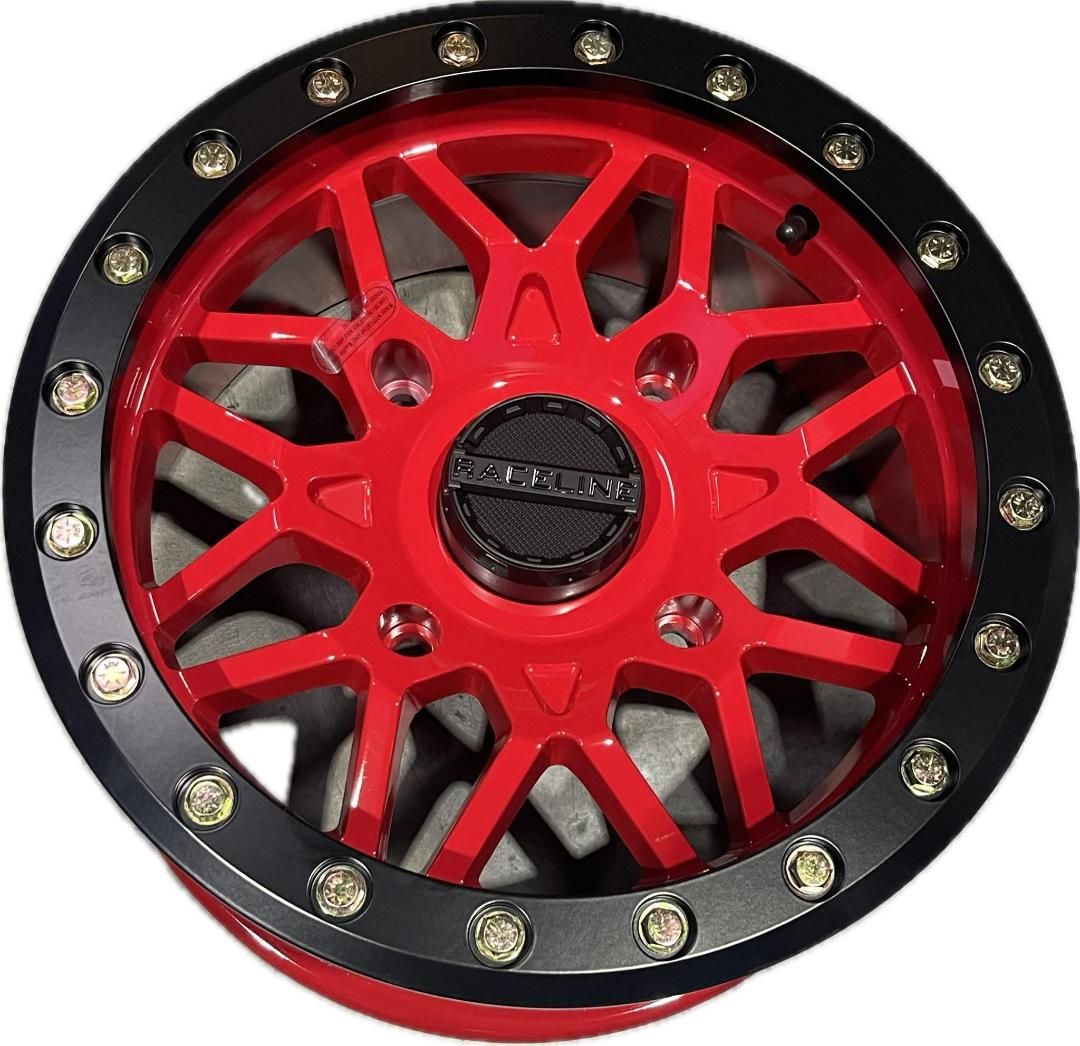 Raceline Typhoon 15x7 4x156 +10 Red Beadlock Wheels