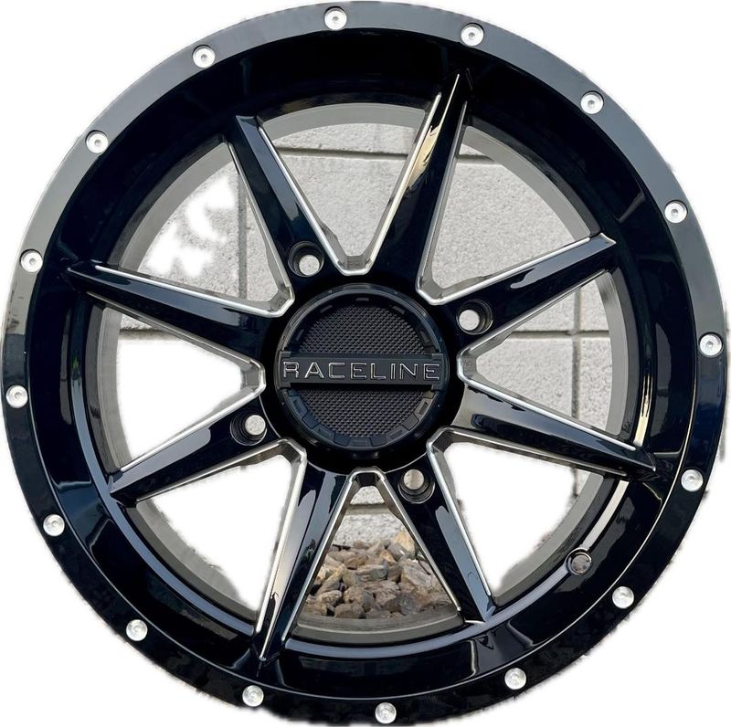 Raceline Slicer 15x7 4x156 (4+3) Gloss Black W/Machined Face Wheels