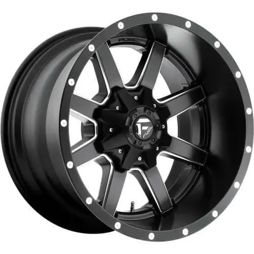 4-Fuel Maverick 20x10 6X135/6X139.7 -18mm Black W/Milled Spoke and Lip Accents Wheels