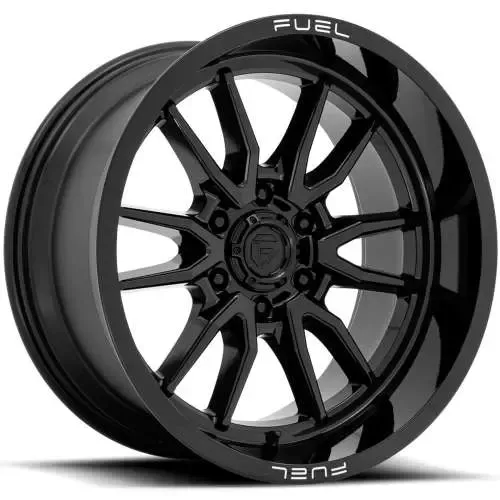4-Fuel Clash 20x10 6X139.7 -18mm Black W/Milled Spoke and Lip Accents Wheels
