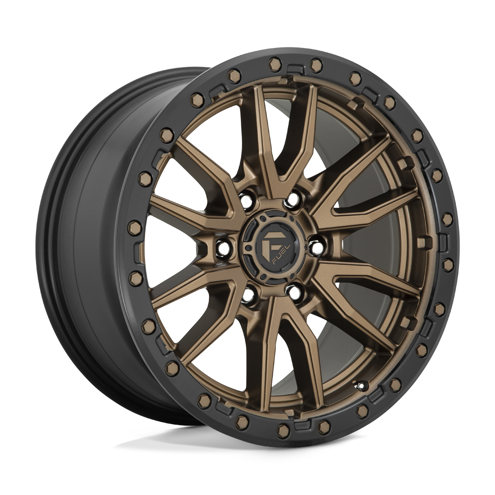 4-Fuel Rebel 17x9 6X5.5 6X139.7 +01 Matte Bronze Black Bead Ring Wheels