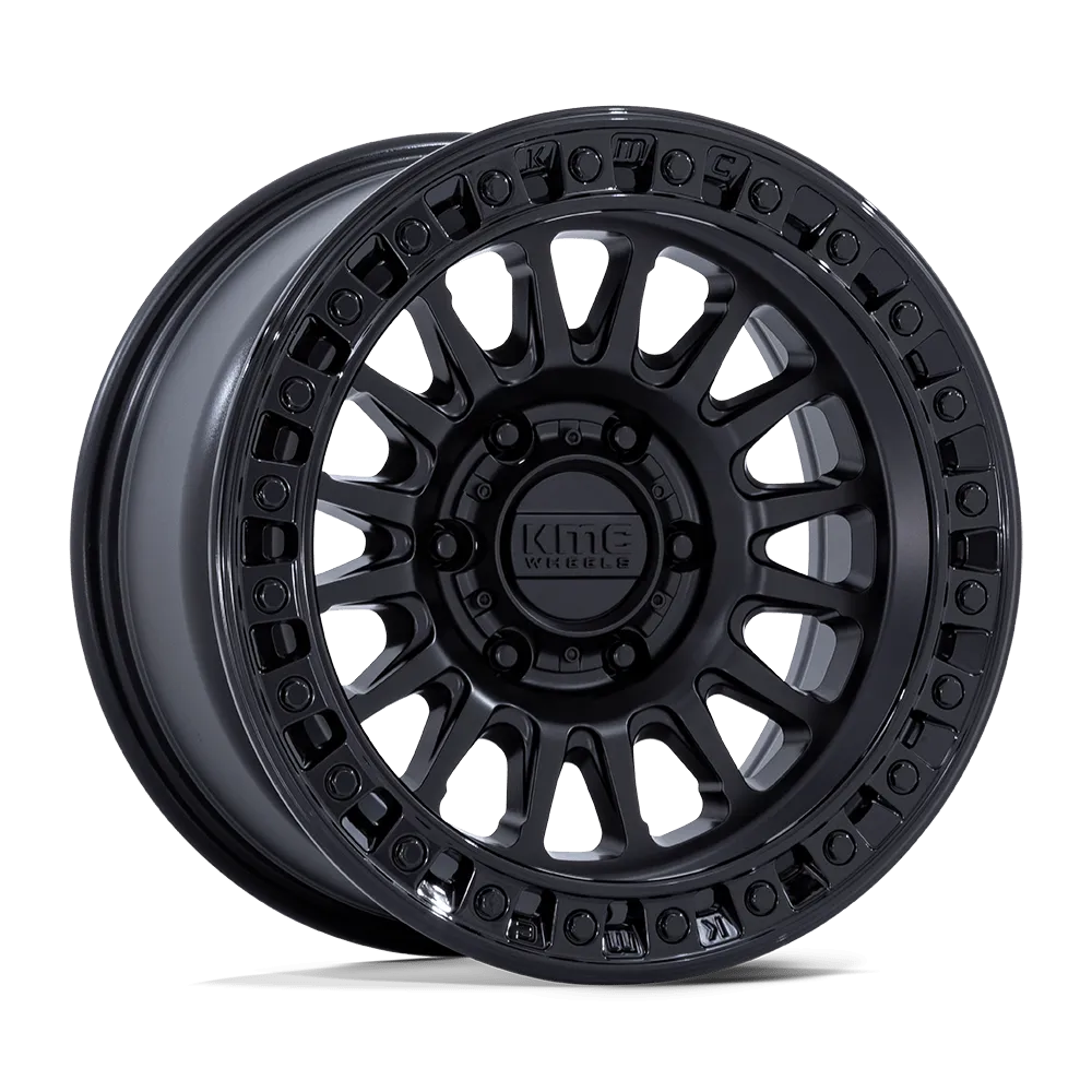 KMC KM552 17x8.5 6X5.5 6X139.7  -10 Matte Black Gloss Black Lip Wheels