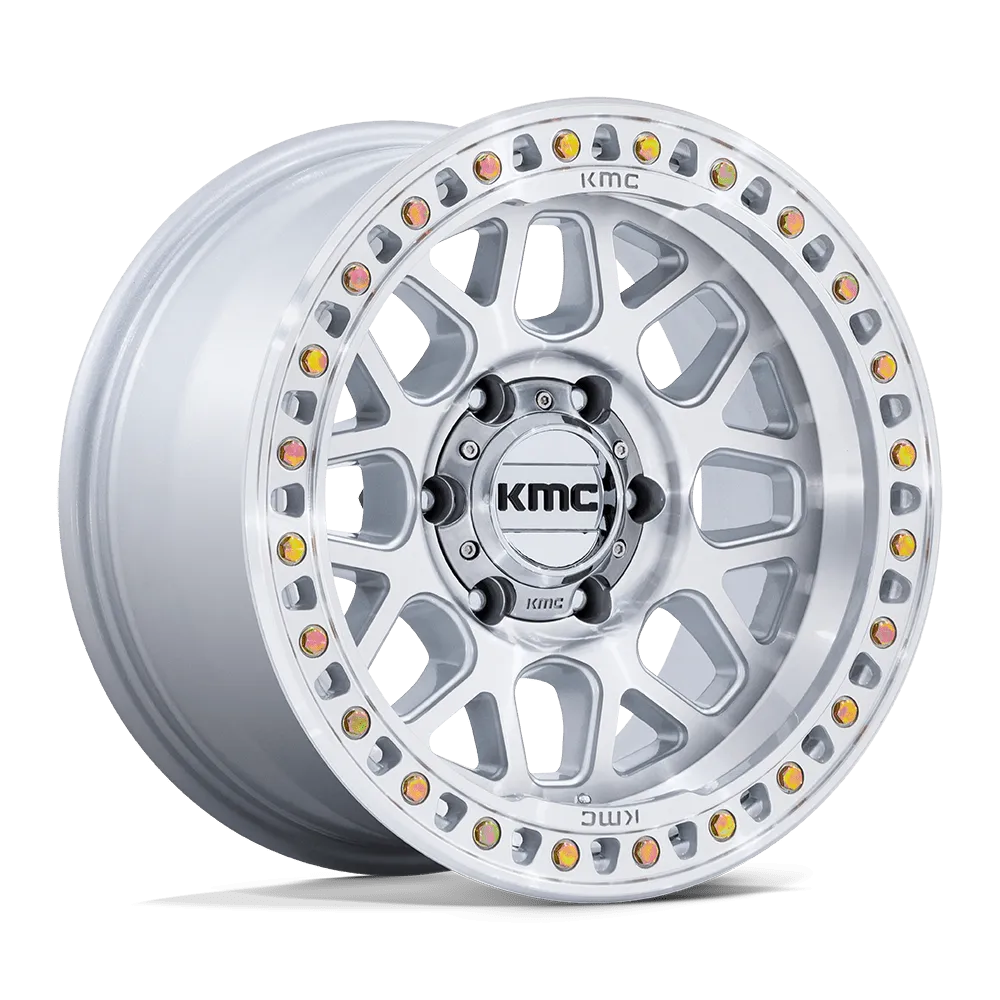 4-Kmc KM549 GRS 17x8.5 6X135 +0 Gloss Silver with Machine Face Wheels