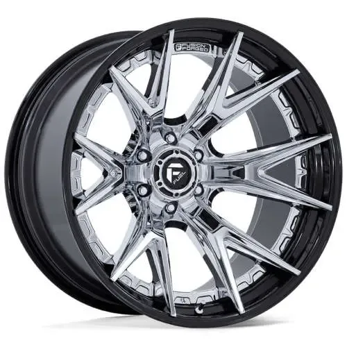 4-Fuel Catalyst 20x10 6x5.5/6x139.7 -18mm Chrome with a Gloss Black Lip Wheels