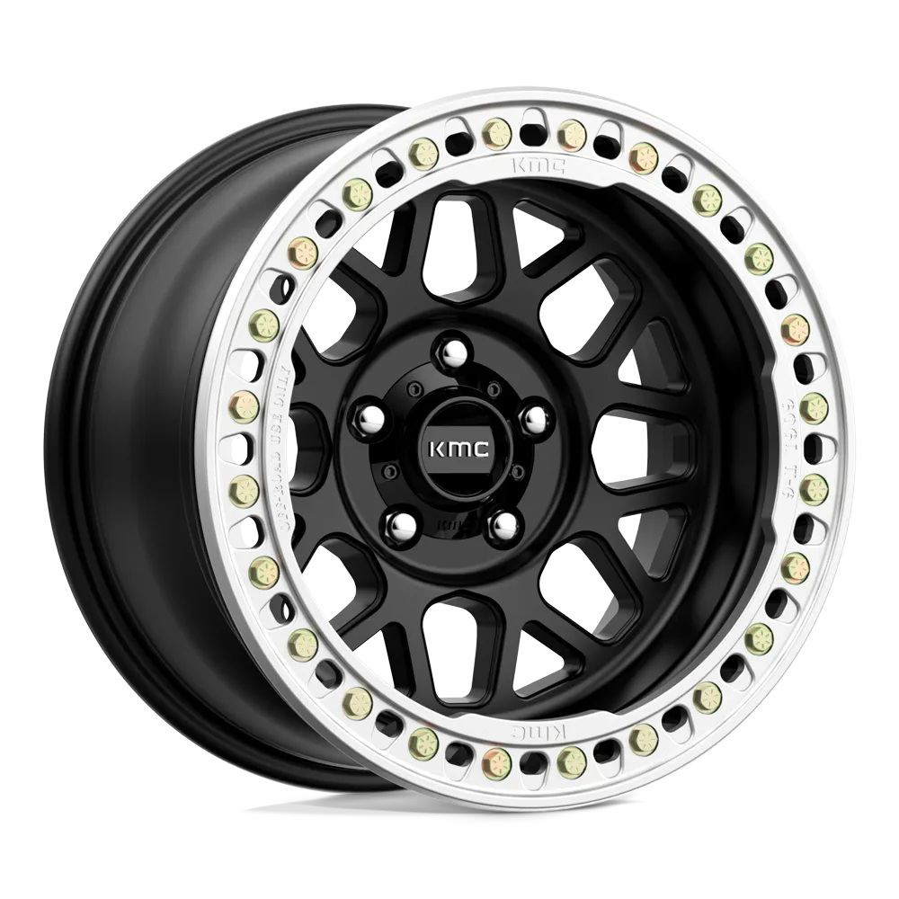 KMC KM235 Grenade Crawl 17x8.5 6X5.5 6X139.7 +0 Satin Black Beadlock Wheels