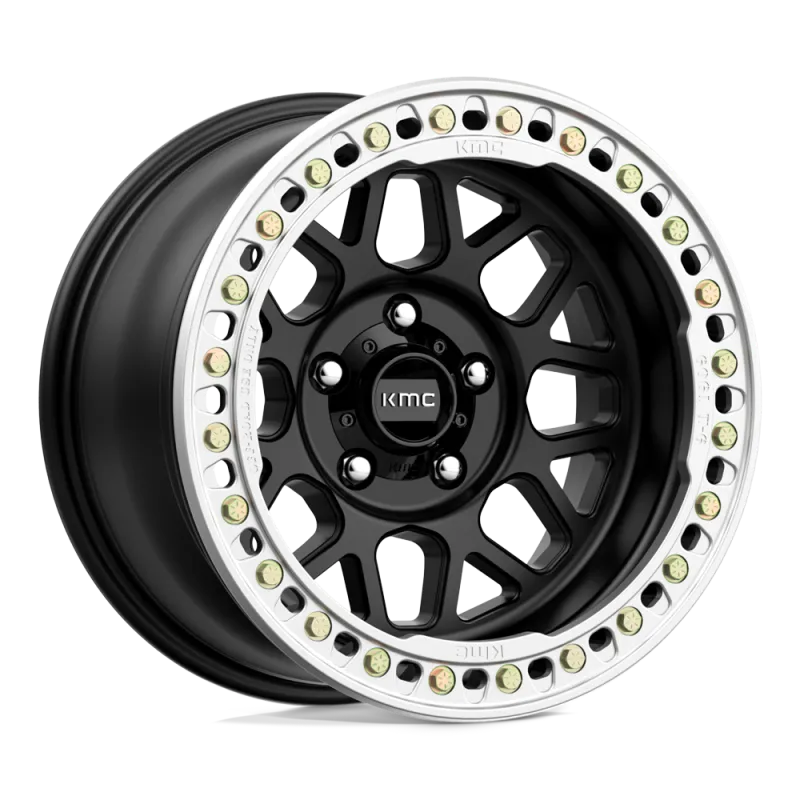 KMC KM235 Grenade Crawl 17x8.5 6X5.5 6X139.7 +0 Satin Black Beadlock Wheels
