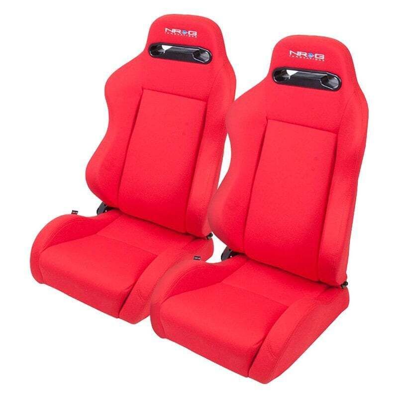 NRG Innovations Cloth Red with Red Stitching Reclinable Type R Racing Seats (pair)