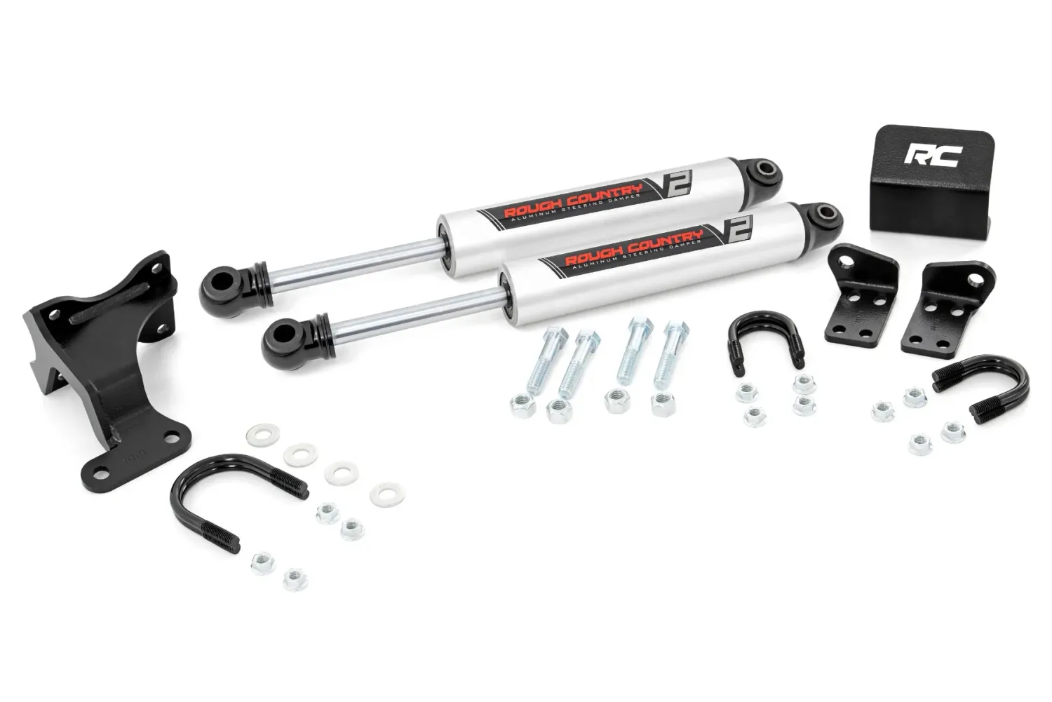 Rough Country V2 Steering Stabilizer Dual | 2-8 Inch Lift | Jeep Wrangler JK/Wrangler Unlimited (07-18)