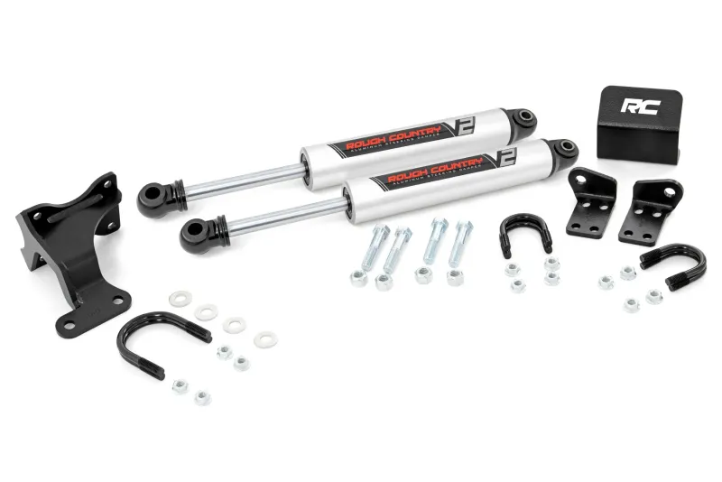 Rough Country V2 Steering Stabilizer Dual | 2-8 Inch Lift | Jeep Wrangler JK/Wrangler Unlimited (07-18)
