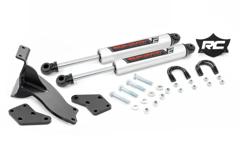 Rough Country V2 Steering Stabilizer Dual 2.5-8 Inch Lift | Ram 2500 (14-25)/3500 (13-25)