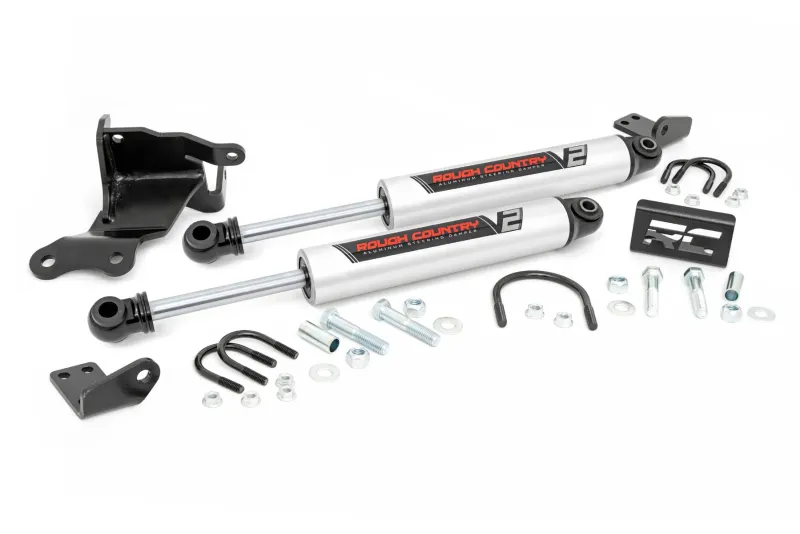 Rough Country V2 Steering Stabilizer Dual | 2-8 Inch Lift | Jeep Wrangler JT/Wrangler JL (18-25)