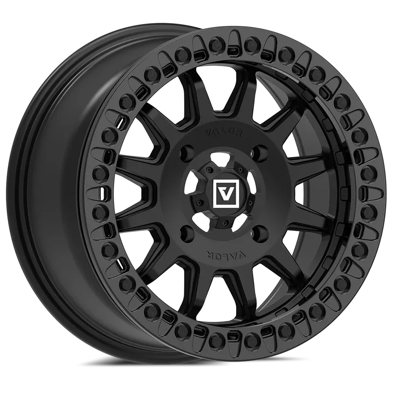 4-Valor Offroad V09 Bead Lock UTV 15x7 4x156 +40mm Satin Black Wheels