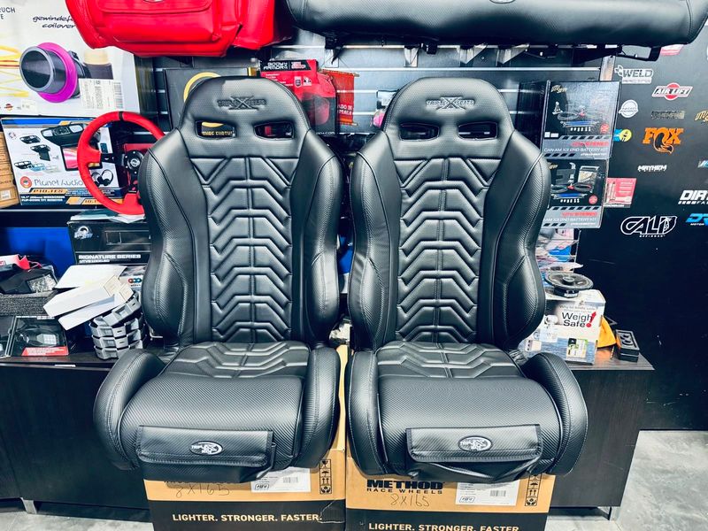 triple X 2.0 Front Bucket Seats All Black Grey Stitching Color Seats for 17-25 Can-Am X3 (Pair)
