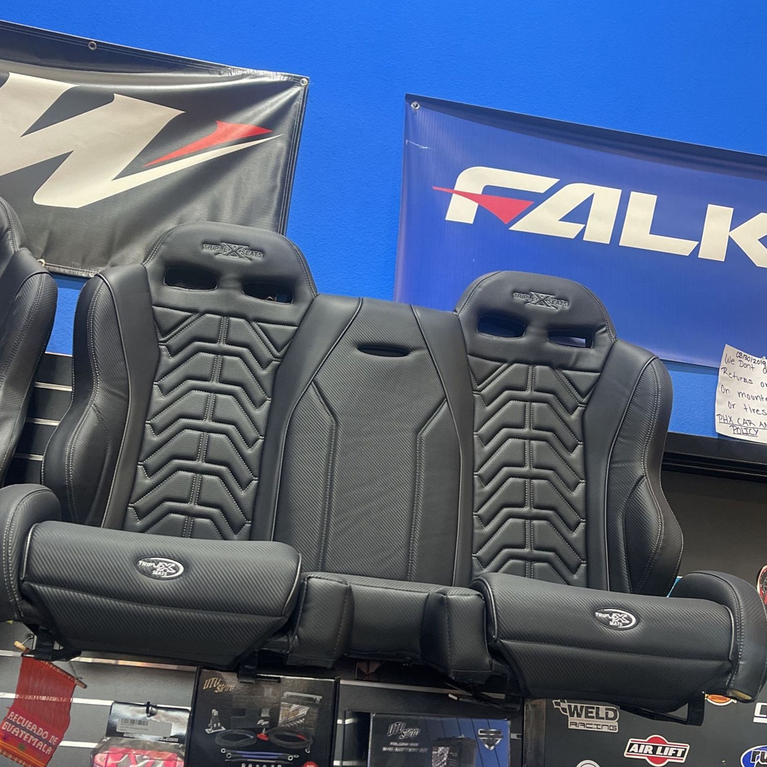 Triple X 2.0 Rear Bench Seat All Black Grey Stitching Color for 17-25 Can-Am X3