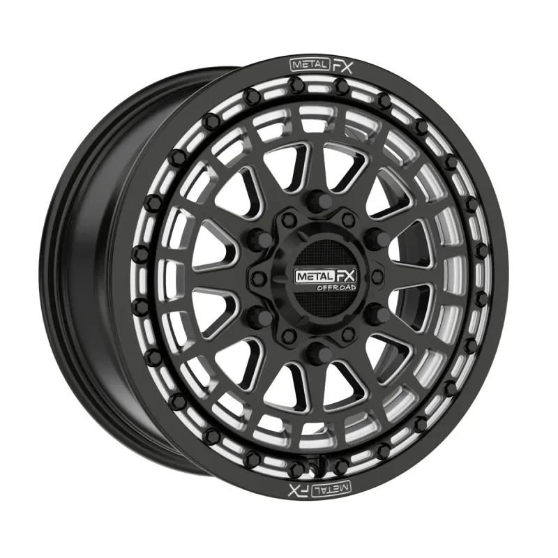 Metal FX Outlaw 6R Beadlock 15x7 6x139.7 +61mm Satin Black/Contrast Cut Wheels