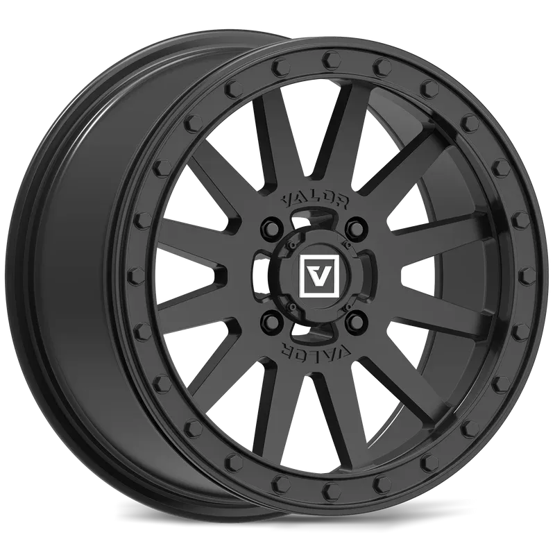 4-Valor Offroad V05 Beadlock UTV 15x7 4x156 +35mm Satin Black Wheels