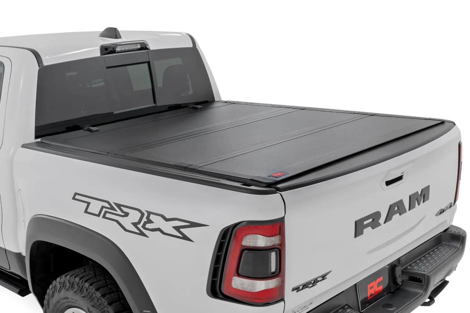 Rough Country Hard Tri-Fold Flip Up Bed Cover 5'7" Bed For 2019-2025 Ram 1500 TRX