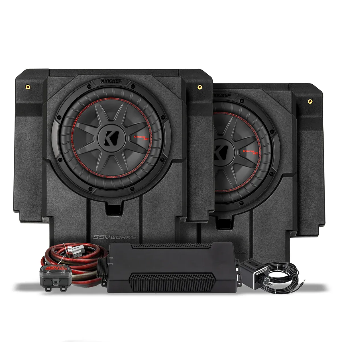 SSV Works 4-Seater Rear-Seat Plug-&-Play Dual-Subwoofer Add-On Kit 2024-2026 Can-Am Maverick R SSV Works 4-Seater Rear-Seat Plug-&-Play Dual-Subwoofer Add-On Kit 2024-2026 Can-Am Maverick R