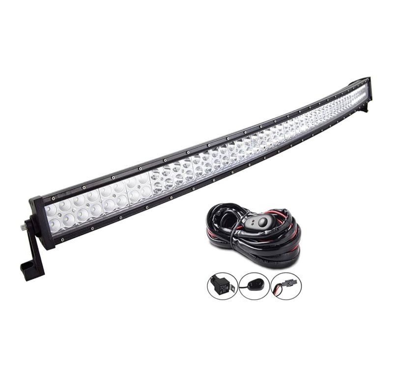 50" Inch 288V Curved Led Light Bar Spot Flood Combo Beam W/Wiring Harness Kit for Jeep Truck 4x4 Offroad Suv Utv SXS