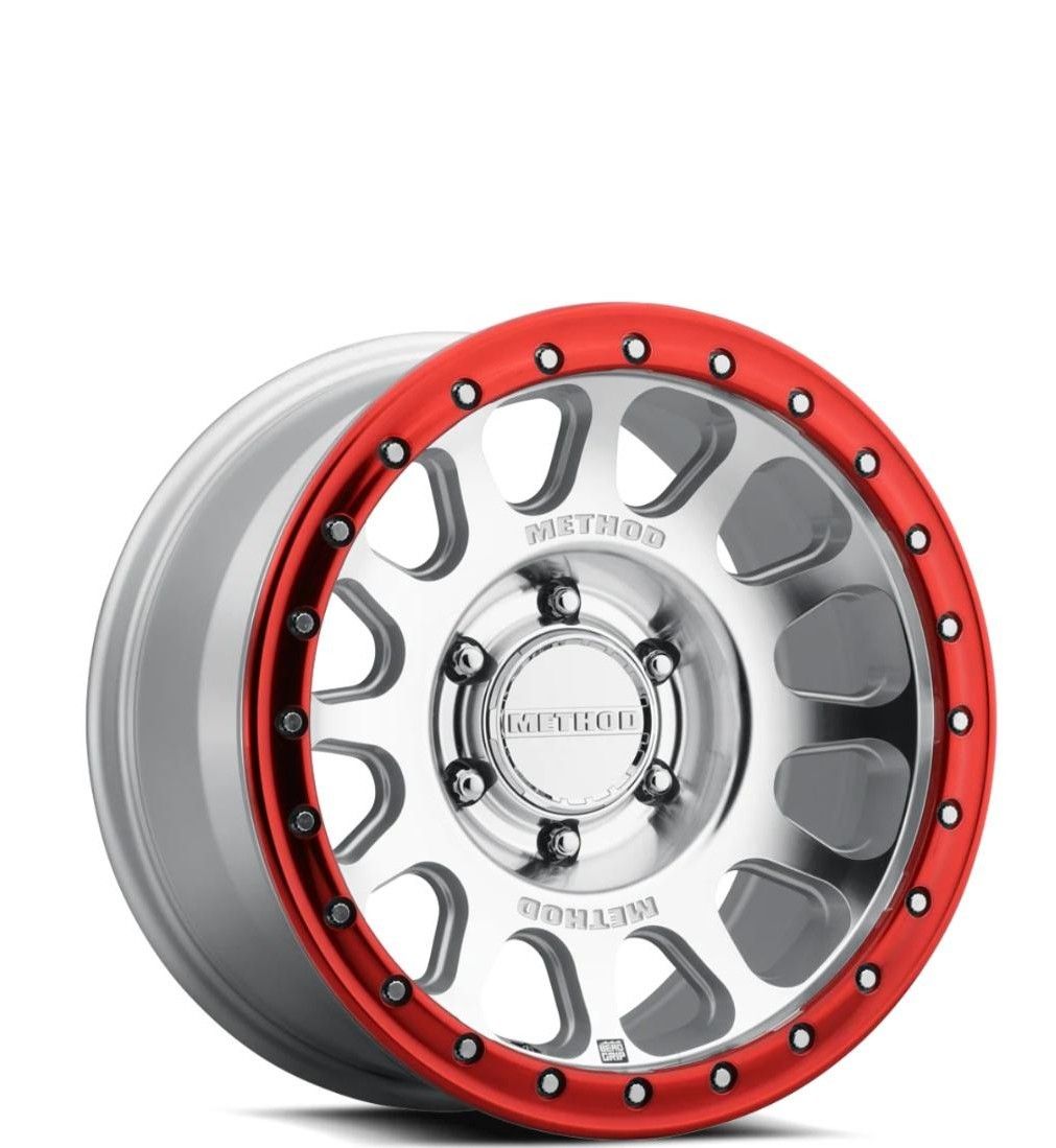 4-Method Race MR709HD 17x8.5 6X5.5 6X139.9 ET0 Machined Clear Coat W Red Ring Wheels
