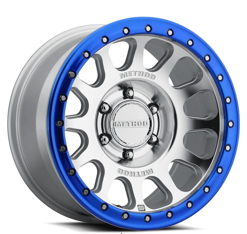 4-Method Race MR709HD 17x8.5 6X5.5 6X139.9 ET0 Machined Clear Coat  W/Blue Ring Wheels