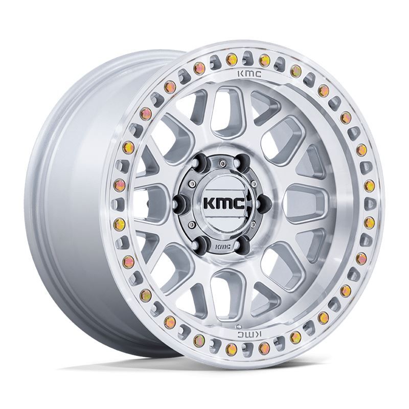 KMC KM549 GRS 17x8.5 6X5.5 6X139.7 +0 Gloss Silver W/Machine Spoke Faces Wheels