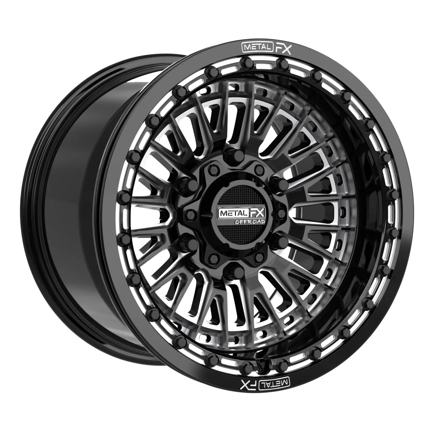 Metal FX Slayer 6R Beadlock 15x8 6x139.7 +25mm Gloss Black/Contrast Cut Wheels