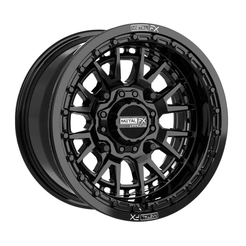 Metal FX Slayer Beadlock 15X8 4x136/4x137 +0MM Gloss Black Wheels