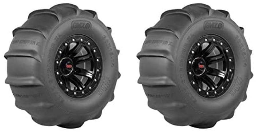 GMZ 14X10 4X136 4X137 Beadlock Wheels With 30X10R14 GMZ Sand Stripper XL Rear 14 paddle Tires