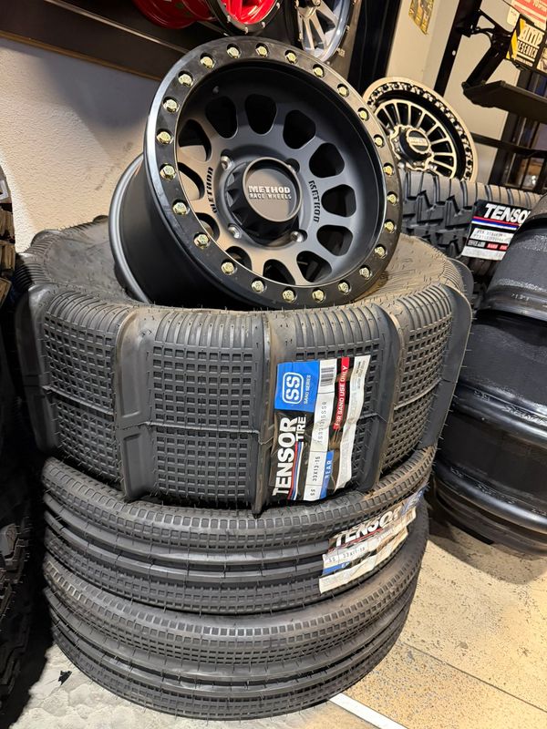 Method MR401 15x7 15x10 4x156 BeadLock Wheels With TENSOR  Sand Series SS Front 33x11-15 and  33x13-15 Rear