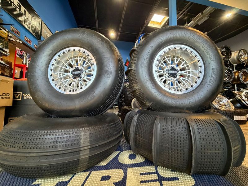 Metal Fx Slayer R 15x8 15x10 5x4.5 5x114.3 Beadlock Wheels With Tensor SS Sand Series Front 33x11R15 & 33x13R15 Paddle Tires