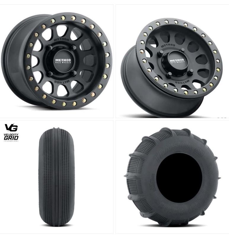 Method Race MR401 15x7 15x10 4x156 Matte Black Beadlock Wheels With 2-Front 33x11R15/2-Rear 33x13R15 Tensor SS Tires