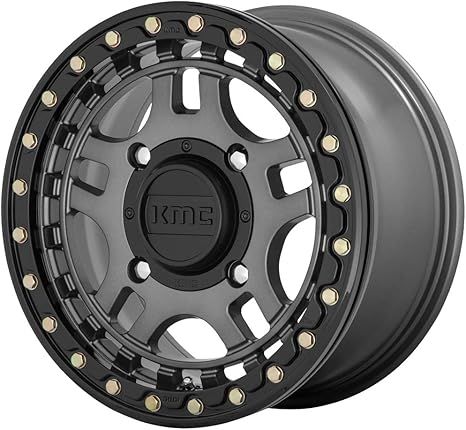 KMC KS240  Recon Utv 14x7 4x137 +38mm Gunmetal W/Gloss Black Ring Wheels